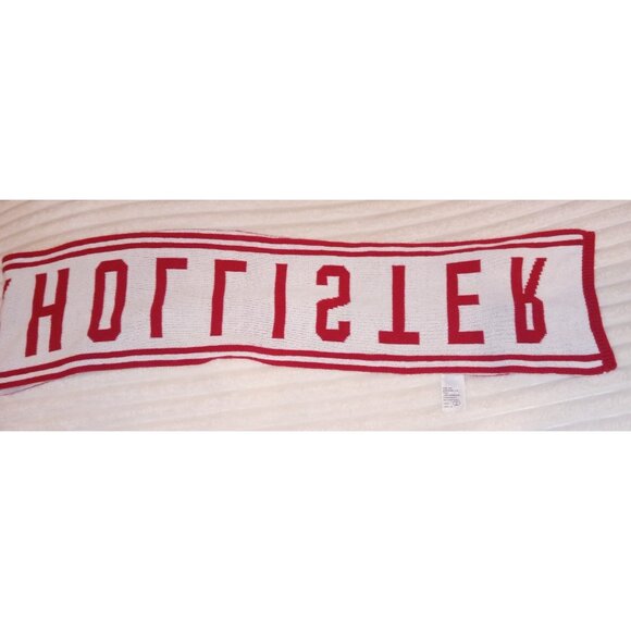 Hollister Scarf Red White One Size Winter Gear - Picture 4 of 4